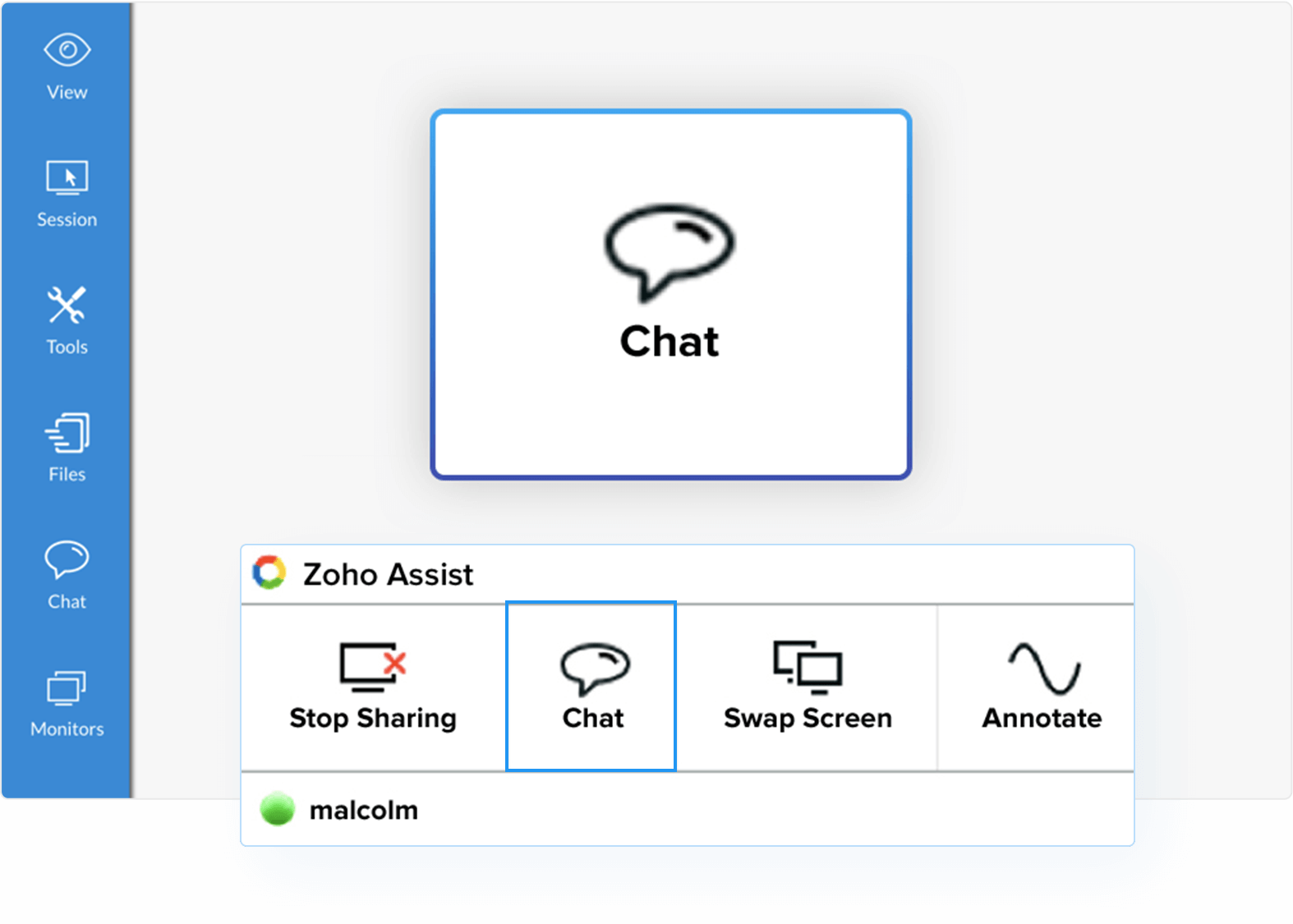 在 Mac 远程访问会话期间即时聊天 - Zoho Assist