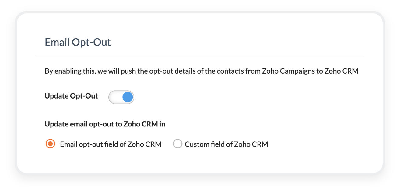 Zoho CRM电子邮件选择退出同步
