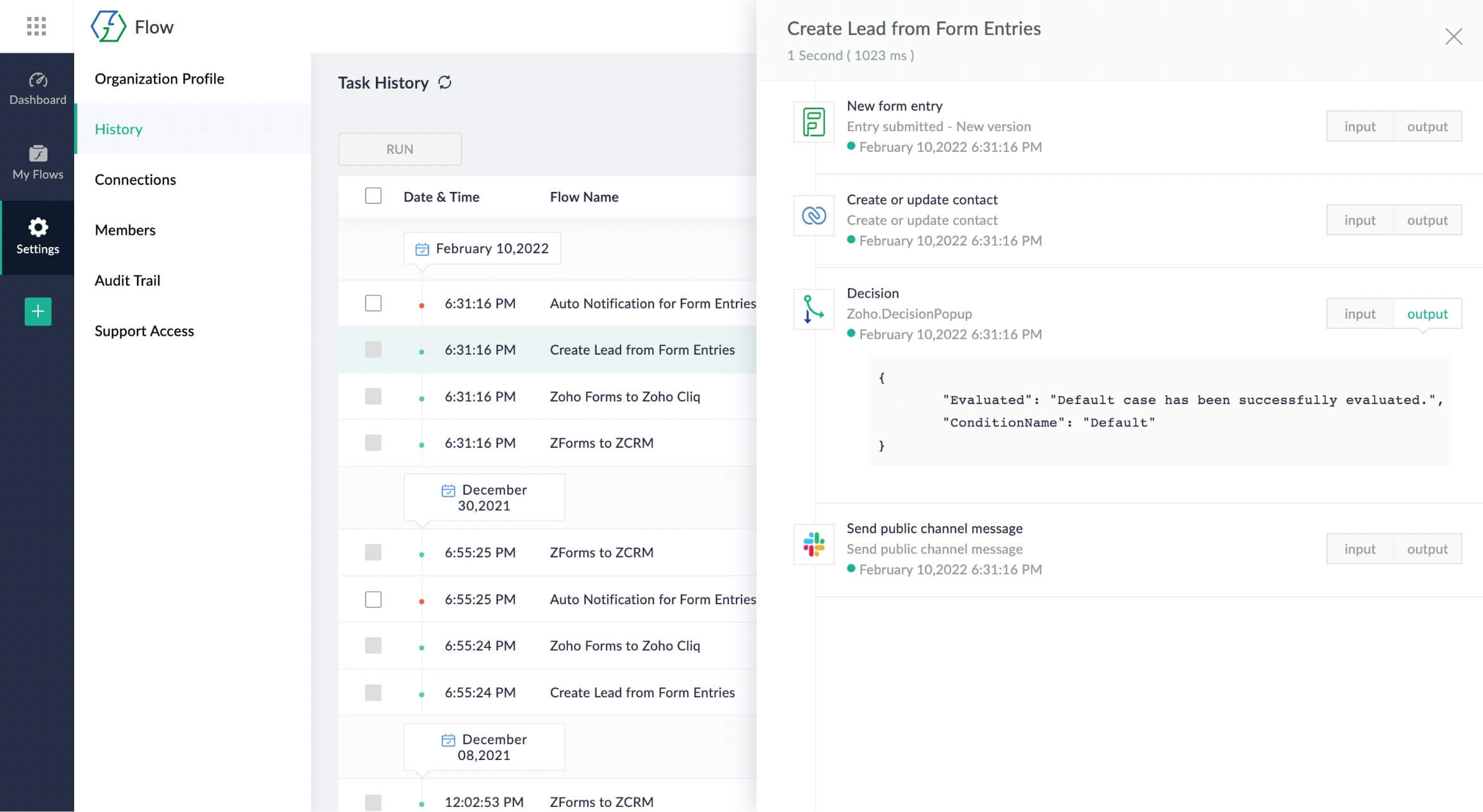 Monitor your flow history