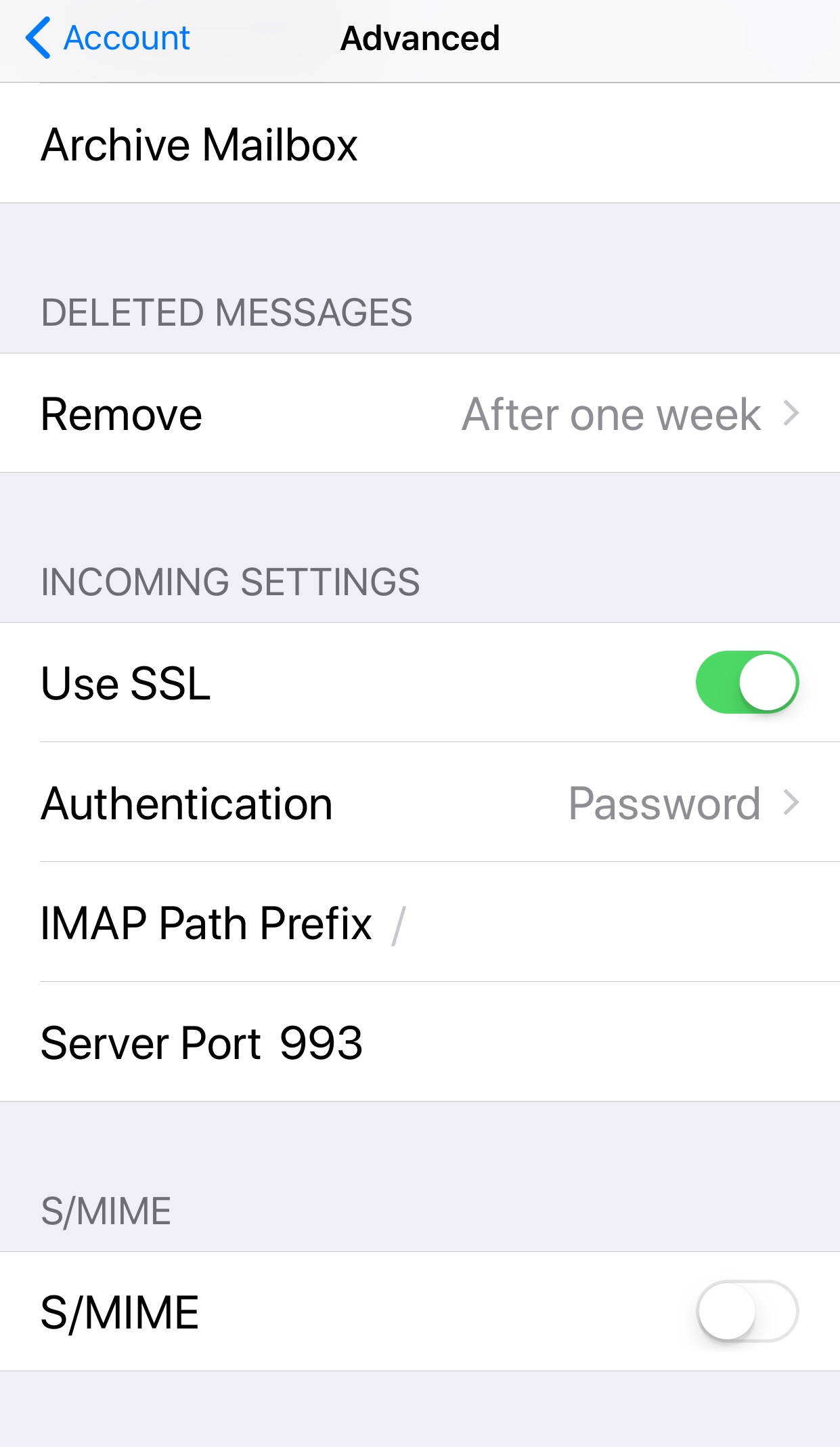 iPhone IMAP 高级配置