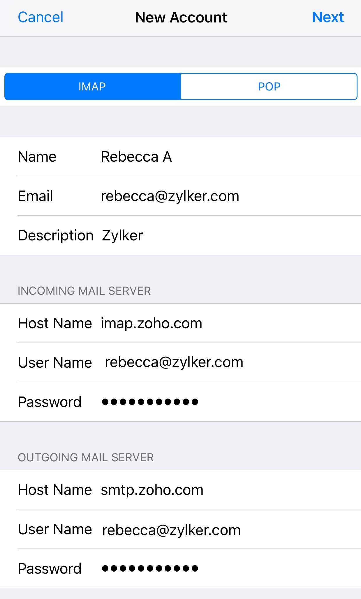 iPhone IMAP 密码设置