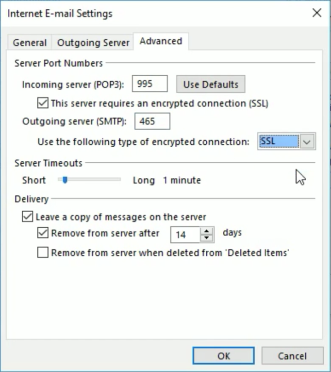 Microsoft Outlook POP 高级配置