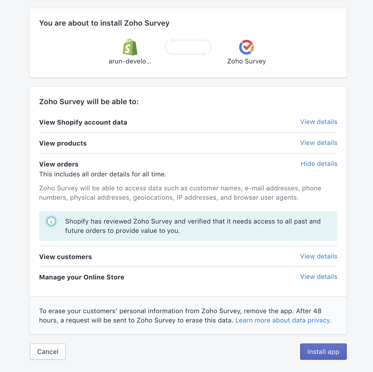 shopify-integration-zoho-survey