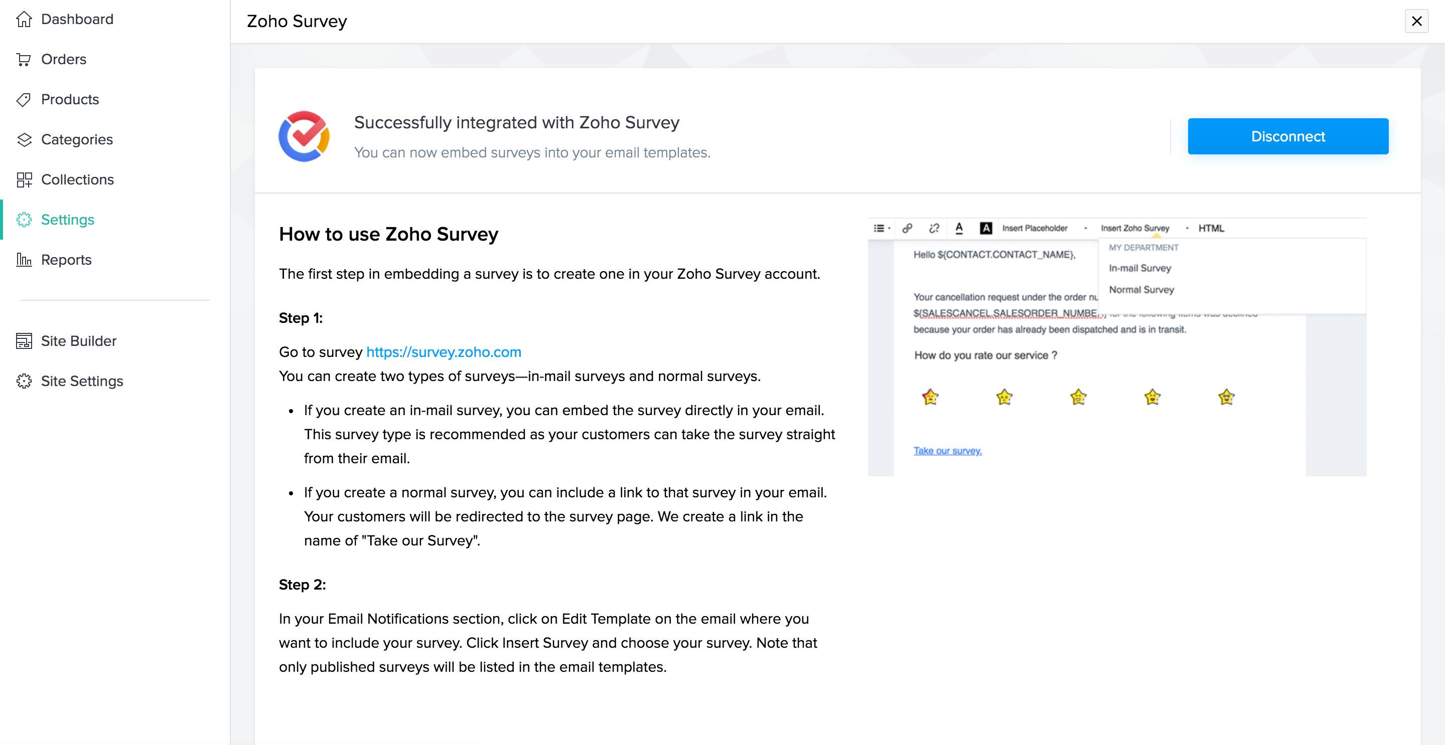 zoho commerce 集成