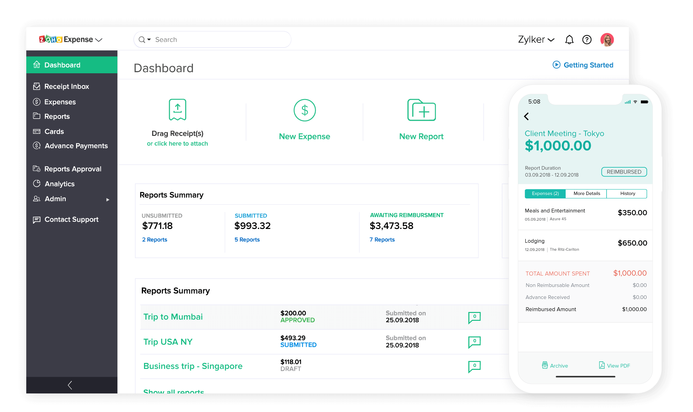 费用报销软件-Zoho Expense