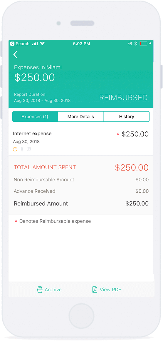 Zoho Expense app for Iphone